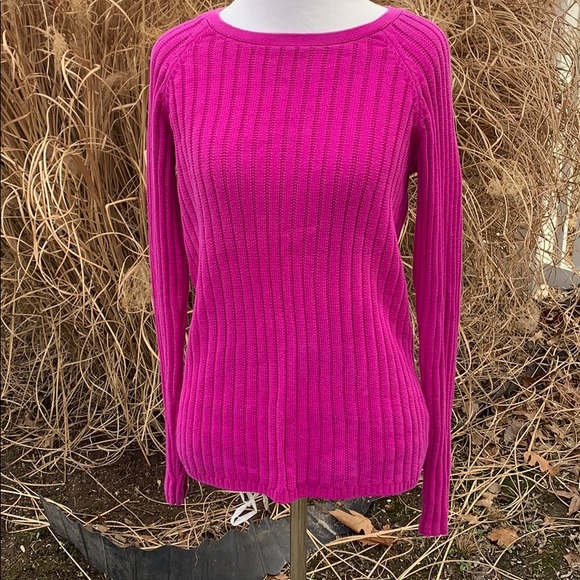 Banana Republic fuchsia rib knit cotton sweater M
